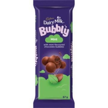 Cadbury Choc Slab Bubbly Mint 1 x 87Gr