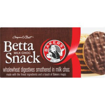 Bakers Bisc Betta Snack Milk Choc 1 x 200G