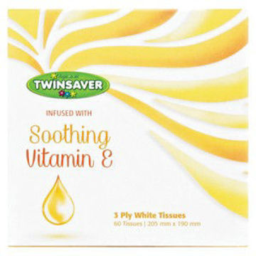 Twinsaver Facial Tissues 3 Ply Vitami E 1 x 60`s