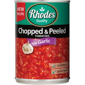 Rhodes Veg Tomato Peeled Chopped Garlic 1 x 410Gr