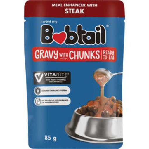 Bobtail Dog Food Gravy Chunks Steak 1 x 85Gr