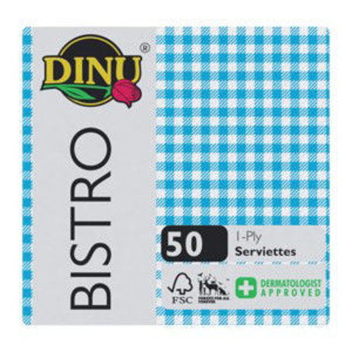 Dinu Paper Serviettes 1 Ply Bist Che Blue 1 x 50`s